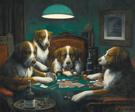 dogs playing poker leinwand